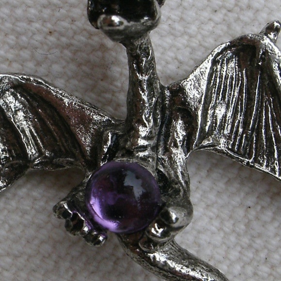 Pewter Flying Dragon Earrings Purple Sets - Picture 8 of 8